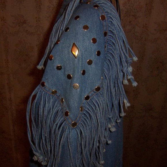 Ladies Denim Fringed Jacket - Picture 3 of 3